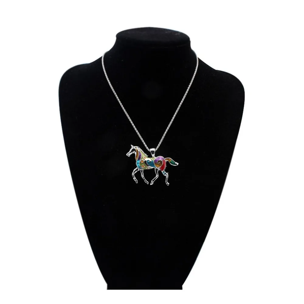 Unique Design Rainbow Horse Necklace And Earrings Party Trendy Jewelry Accessories Lovely Gift For Women Girl