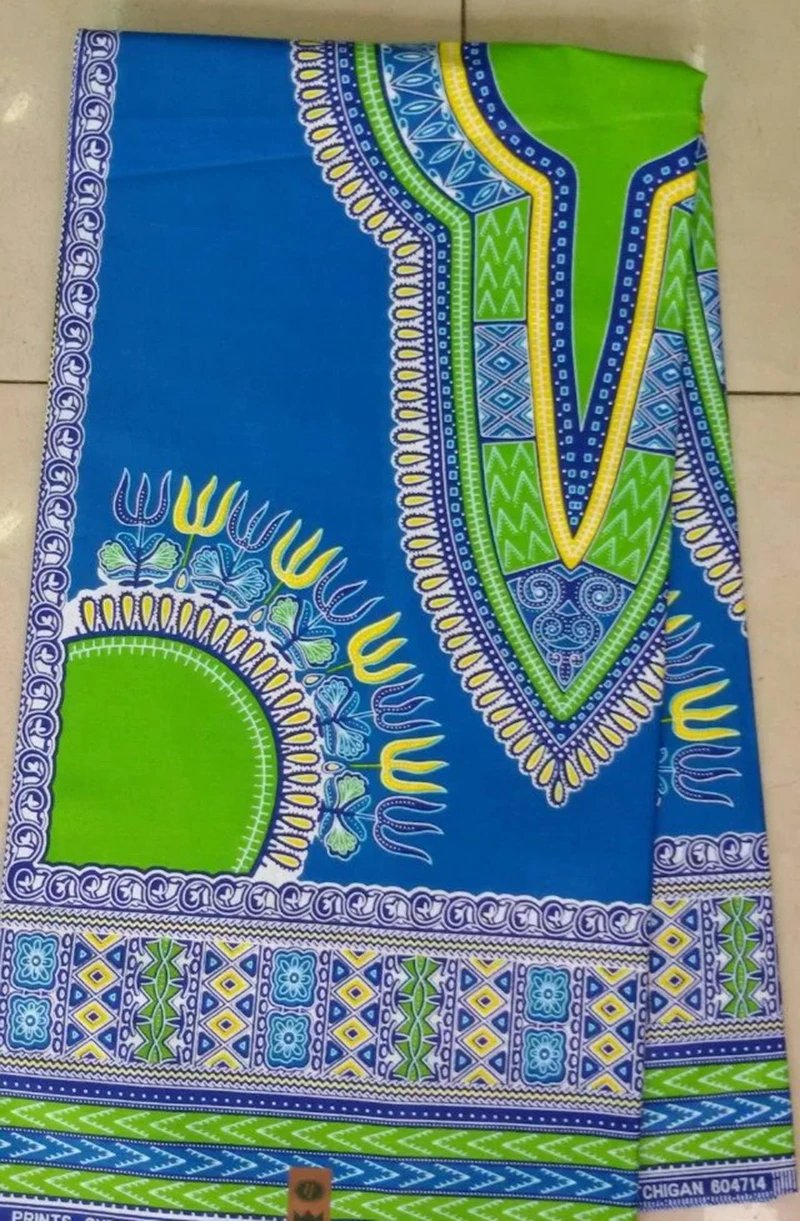 

new Sky blue with green printed African dashiki style wax fabric Nigerian wax cotton material for sewing skirt