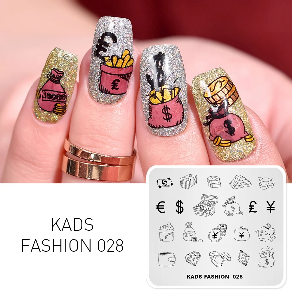 

New Arrival Nail Stamping Plate Gold Bullion Dollars Wallet Stamping Printer Plates Stencil for Nails Nail Art Design Templates