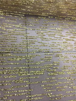 

Bright gold glued glitter tulle Lace Fabric BZL-12039 for party Hot selling glued glitter lace fabric for party dress