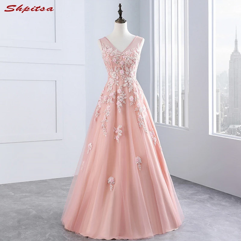 pink dress formal evening