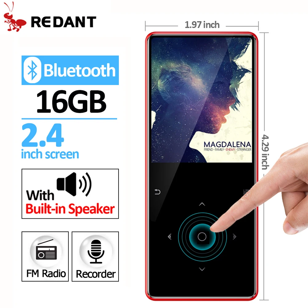 

MP4 Player Bluetooth 4.2 with Speaker Earphone E-book FM Radio Video MP4 Music HiFi Player Slim MP 4 Walkman 8GB 16GB 32GB 40GB