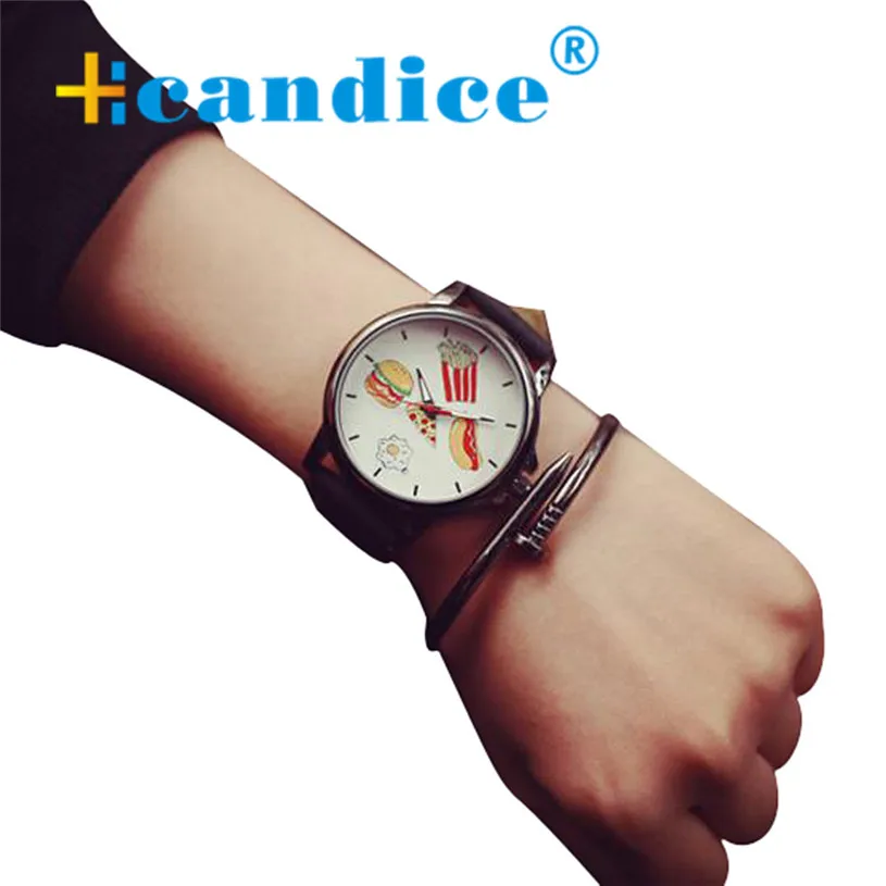 Image Fantastic 2016 hot sale watch fast food Style Dial alarm clock Analog Quartz movement women WristWatches free shipping Au 23