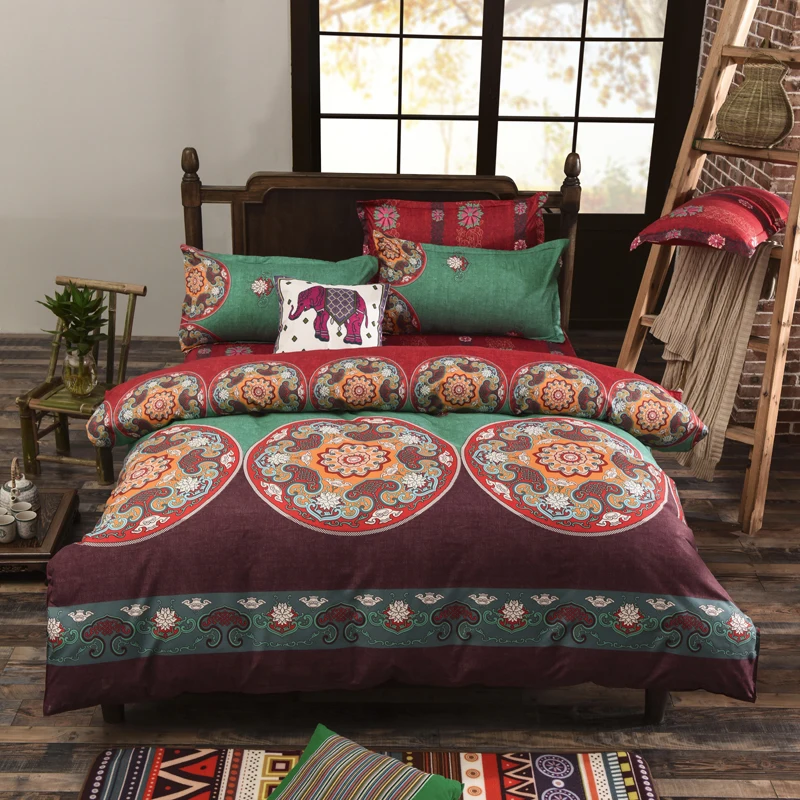 

3D Red Bedding Set Boho Duvet Cover Gift for Home Bed Sheet Simple Printed Bedlinen 4Pcs Twin Queen Flash Sale