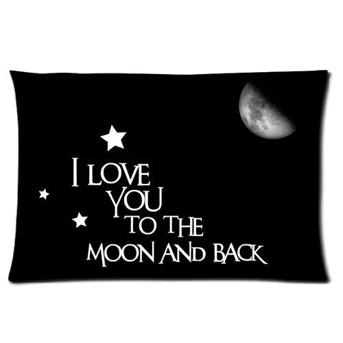 Чехол наволочка с надписью I Love You to the Moon and Back прямоугольная декоративная подушка