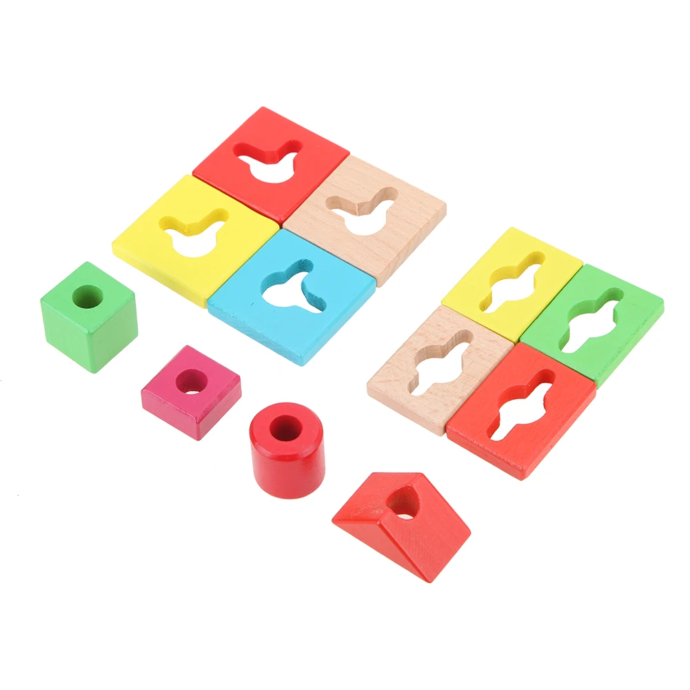 Geometry Cognitive Matching Toy Wooden Building Block for Children Birthday Gift Fun Block Board Game Wood Educational Toy