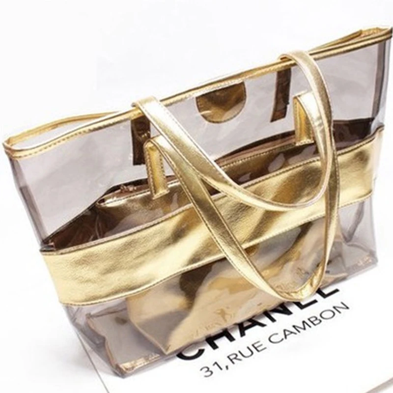 

Ladies hand bags Women's dag clear bag Shoulder Bag Solid Large Capacity Transparent Beach Jelly Handbag Shoulder Bag Size Pack