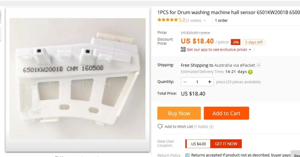 new 1PCS for Drum washing machine hall sensor 6501KW2001B 65001KW2001B