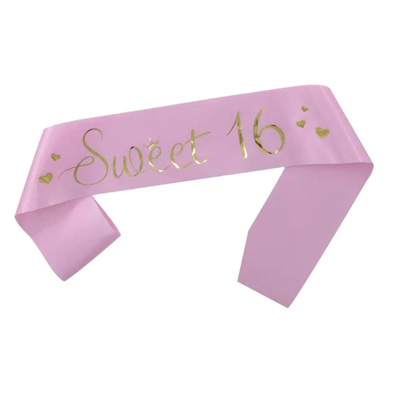 White Pink Sweet 16 Princess Birthday Sash Girls 16th Birthday Party Decoration Supplies Favor Gifts