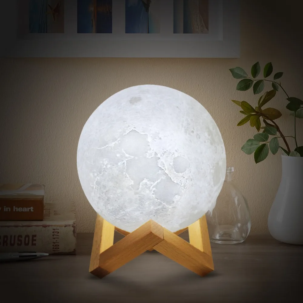 16 Color 3D Print Moon Lamp Colorful Change Touch Usb Led Night Light With Remote Control Home Decor Creative Gift For Dropship
