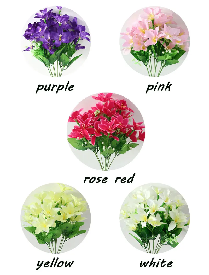 Flone Multicolor Artificial Lily Flower Fake Plastic Silk Flowers Bridal Bouquet Wedding Wreath Home Party Decor Art Floral (19)