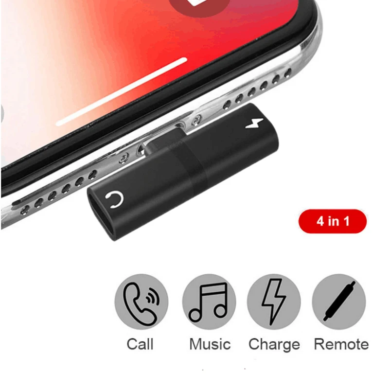 

Dual 4 in1 for Lightning Adapter Charging Adapter For iPhone 8 Plus X IOS 10 11 12 Charger Splitter Headphone Adapter Converter