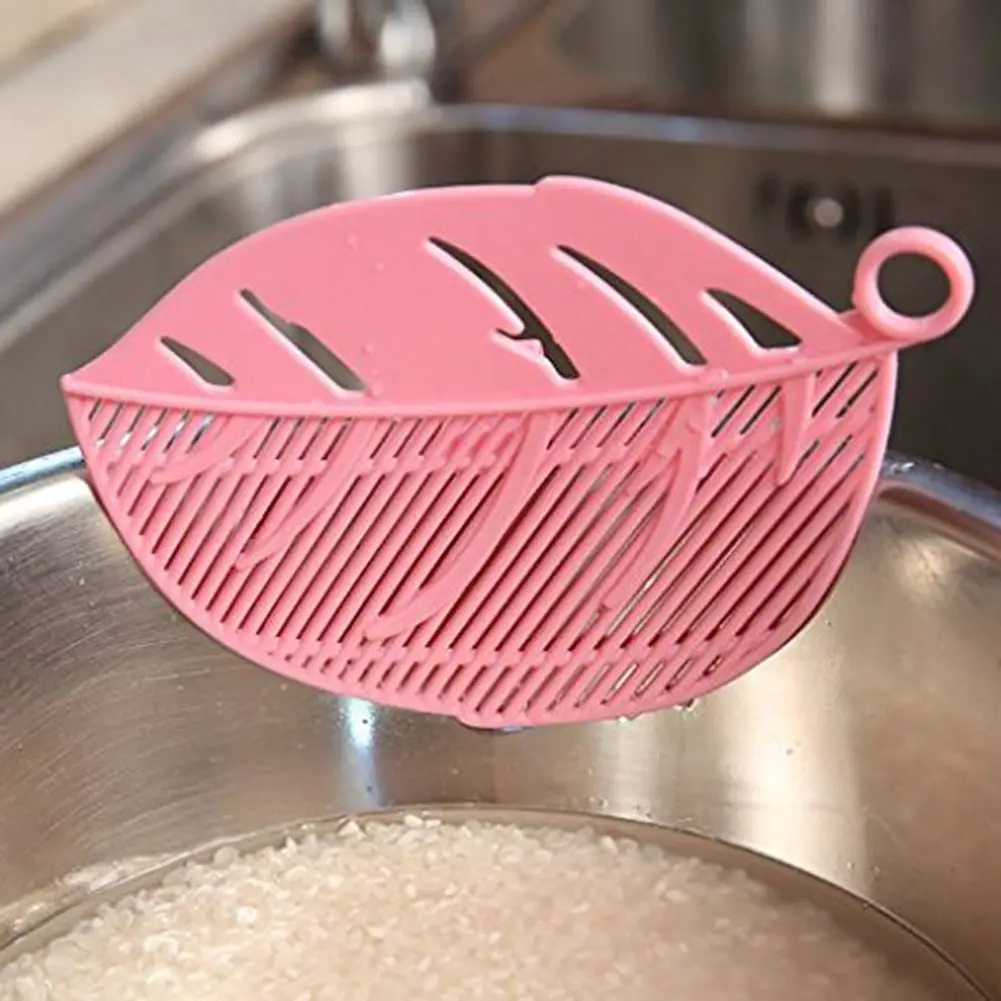 

Leaf-shaped Plastic Pot Strainer Kitchen Multi-function Wash Rice Drain Plate Fruit And Vegetable Noodle Filter Baffle Colander