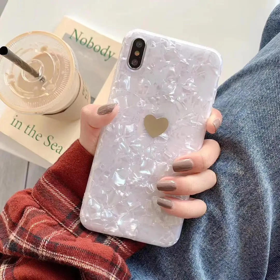 

Wixcen Gilt Love Heart Fritillaria Phone Case for Iphone Xs Xr Xsmax X 6 6s 7 8 Plus Soft Tpu Shell Back Cover Female