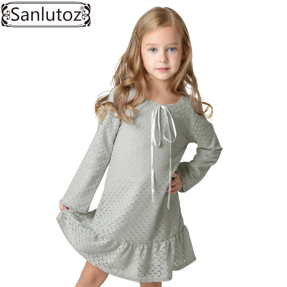 Sanlutoz Girls Clothes Winter 2017 Children Clothing Toddler Girl Dress Lace Long Sleeve Autumn Spring Fashion