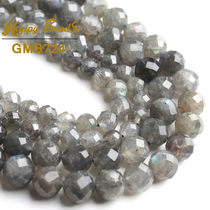 

Natural Gem Faceted Grey Labradorite Stone Beads Loose Spacer Beads For Jewelry Making DIY Bracelet Necklace 7.5inches 6mm/8mm