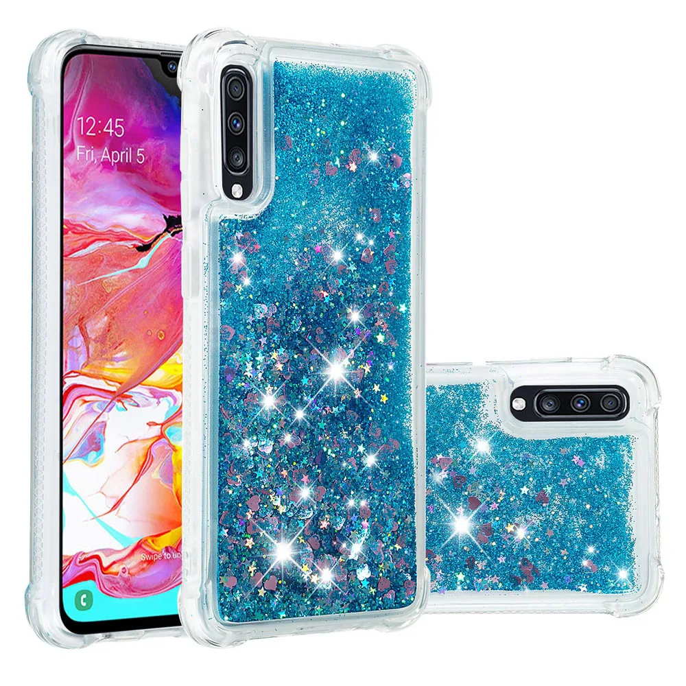 

Glitter Liquid Case For Samsung Galaxy A70 Phone Cover For Samsung galaxy A50 A30 A20 Silicone Soft TPU Back Cover A705F A7 2019