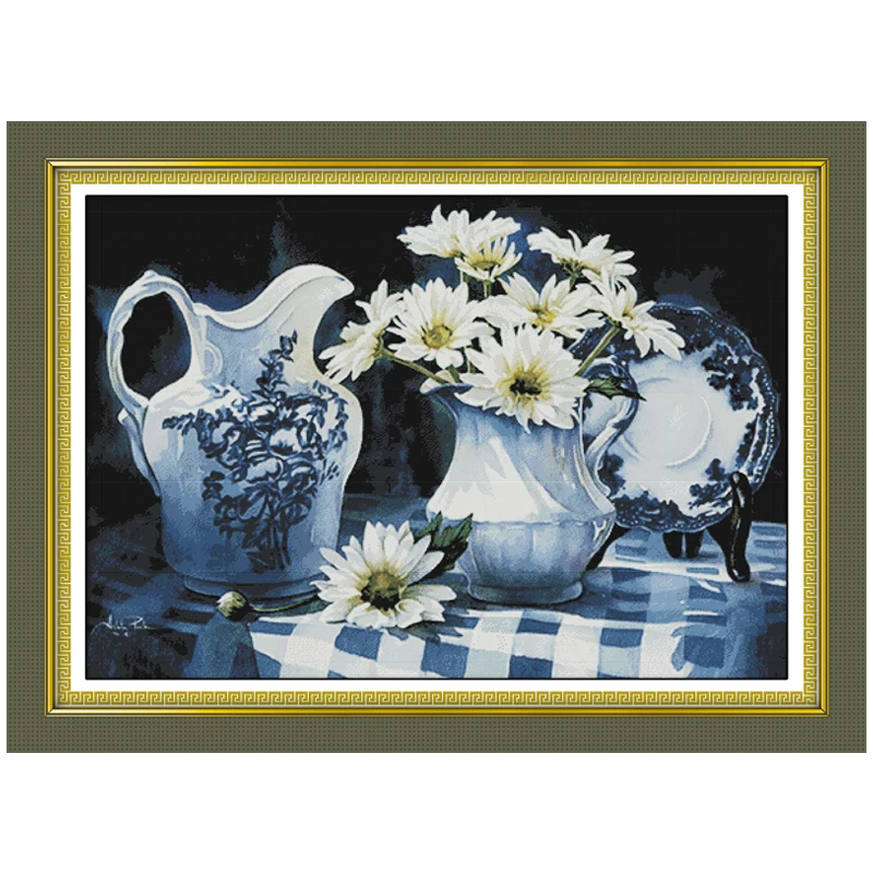 

Charm of Porcelain Counted Cross Stitch 11CT 14CT Cross Stitch Sets flowers Cross-stitch Kits Embroidery Needlework