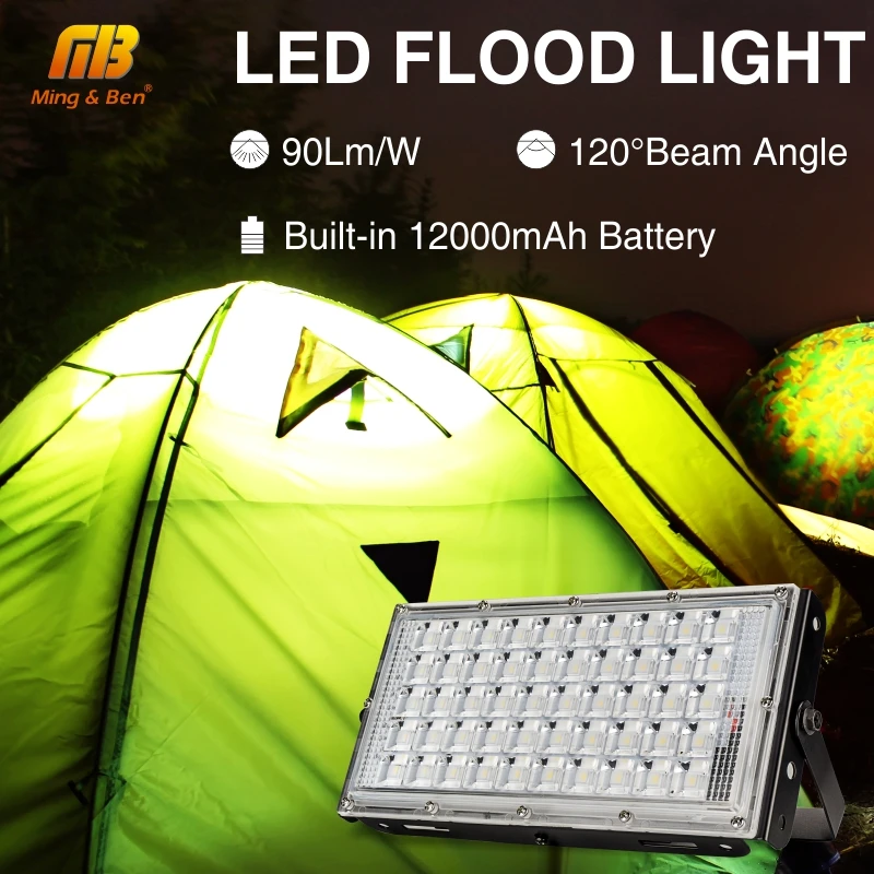 

100W LED Floodlight Cold White SMD2835 Waterproof IP65 AC DC Charging High Power Brightness For Outdoor Landscape Lamp Wall Lamp