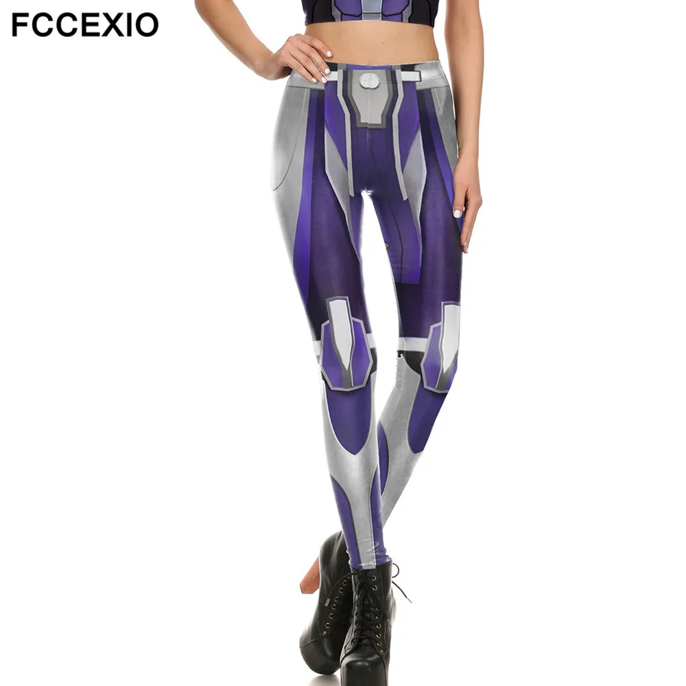 FCCEXIO модный стиль Железный Металл Armour леггинсы робот механический ПРИНТ леггинсы супергерой крутые эластичные мягкие фитнес брюки - Цвет: Темно-серый