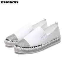 TINGHON вычурный женский Эспадрильи на плоской подошве блестящие Прозрачные ботинки дамские вязаные на платформе; ботинки в рыбацком стиле; Летние туфли на плоской подошве