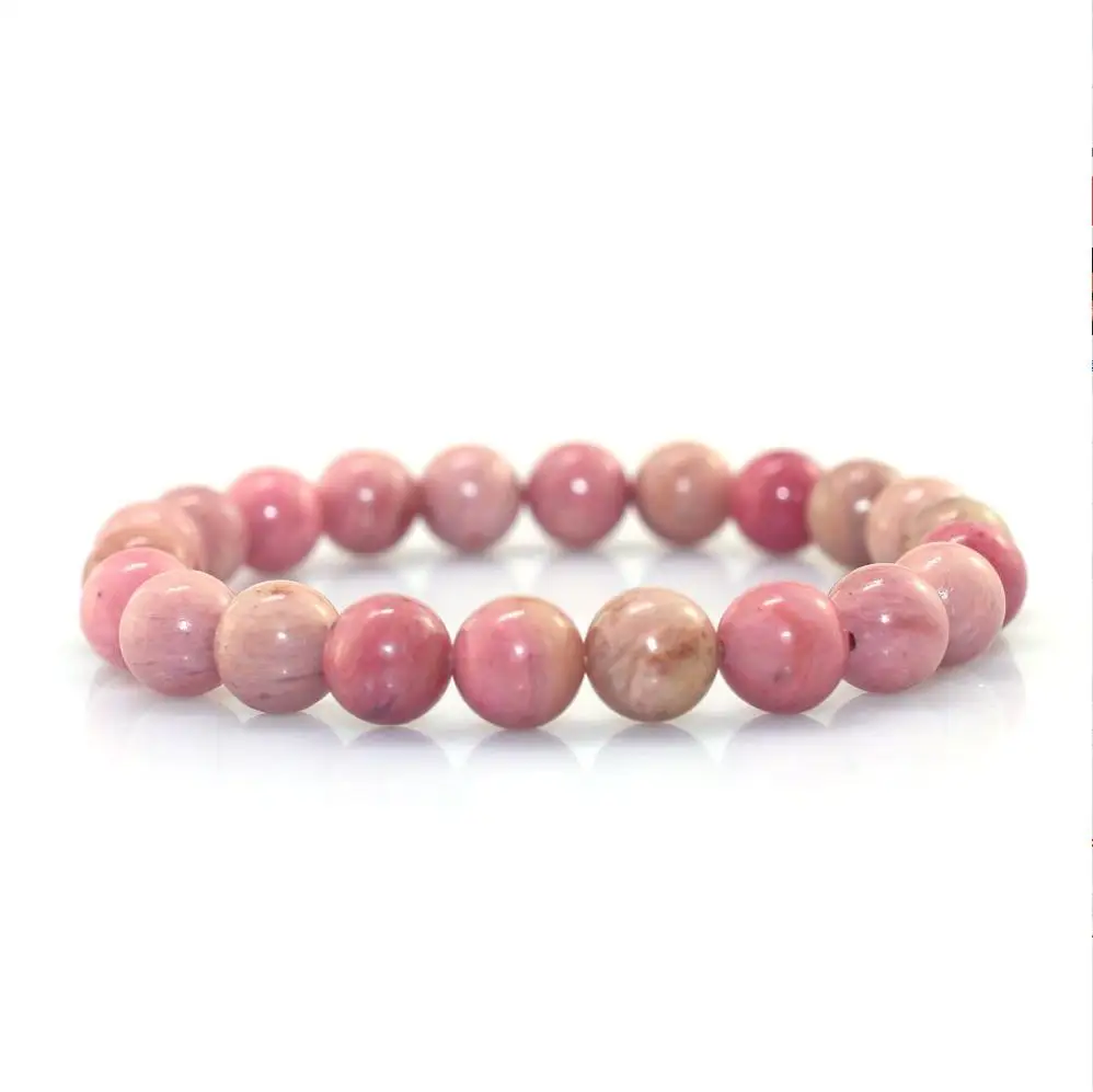 

Hot Natural Rhodochrosite Stone Bracelets For Women Men Pink Bracelete And Bangles 8MM Round Stone Bracelet Dropshipping