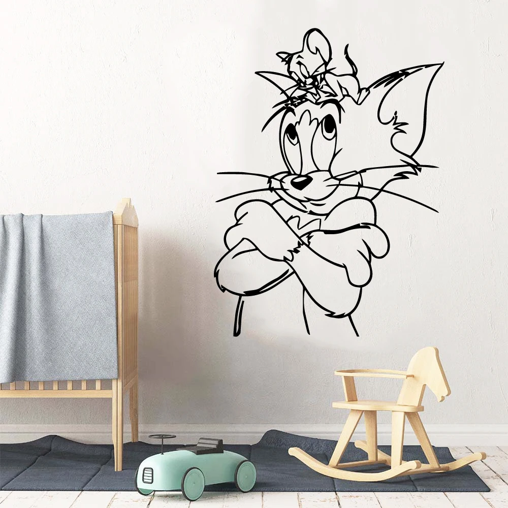 Том Кот Джерри мышь настенные художественные наклейки ПВХ наклейки на материал наклейки на стены для детской комнаты виниловые наклейки на стены обои