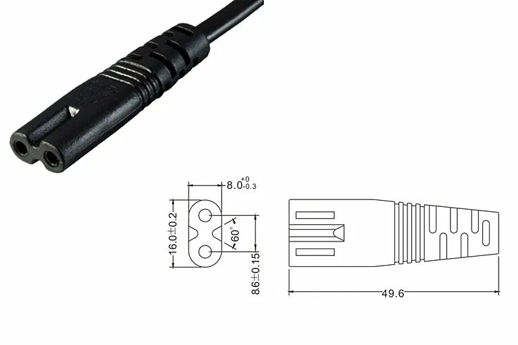 C7/C8 Мощность "8" фигура адаптер конвертер кабель, Европейский IEC320 C7 женский C8 штекер удлинитель, 30 см, 1 шт