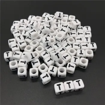 

100pcs 6mm Letter Beads Square Alphabet Beads Acrylic Beads DIY Jewelry Making For Bracelet Necklace Accessories#T