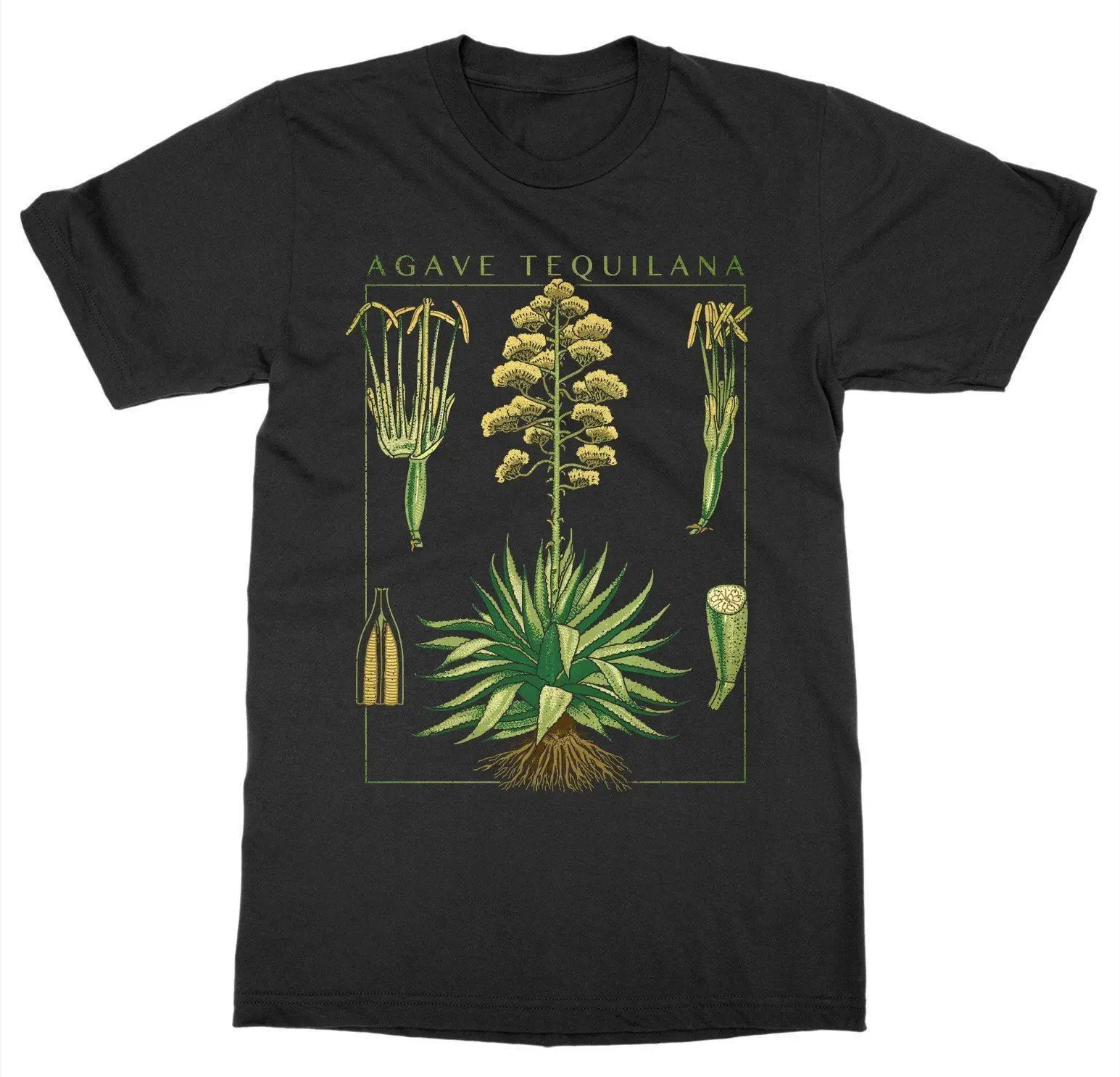 Short Sleeve for Men Clothing Summer Tequila T-Shirt Agave Botanical Garden Plant Print Art Botany Bloom Fruit Flower Tee Shirt