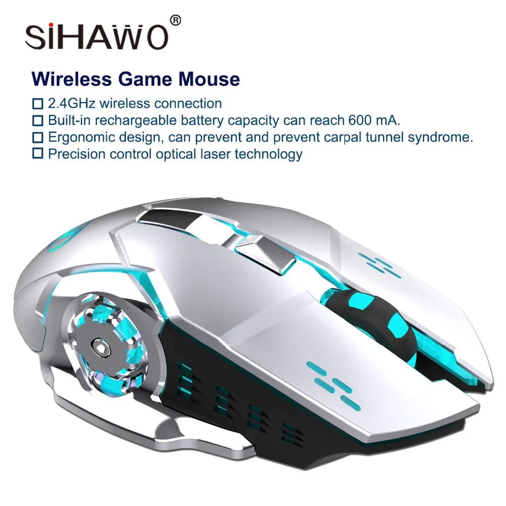 

Wireless Mouse 2.4GHz Gaming Mouse Ergonomic Design Gaming Mouse 2400DPI DC 3.7V18mA 10 Million times Click USB Mouse For Laptop