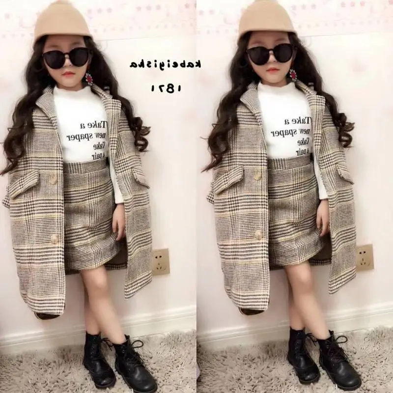 

Fashion Kids Clothes For Girls Autumn Winter Children Clothing Set 2018 Warm Long Coat Skirt 2Pcs Girl Outfits 3 4 5 6 7 8 Years