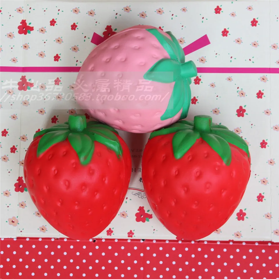 

11cm cute strawberry squishy simulation Fruit kawaii slow rising squishies bun handbag keys cell phone charm