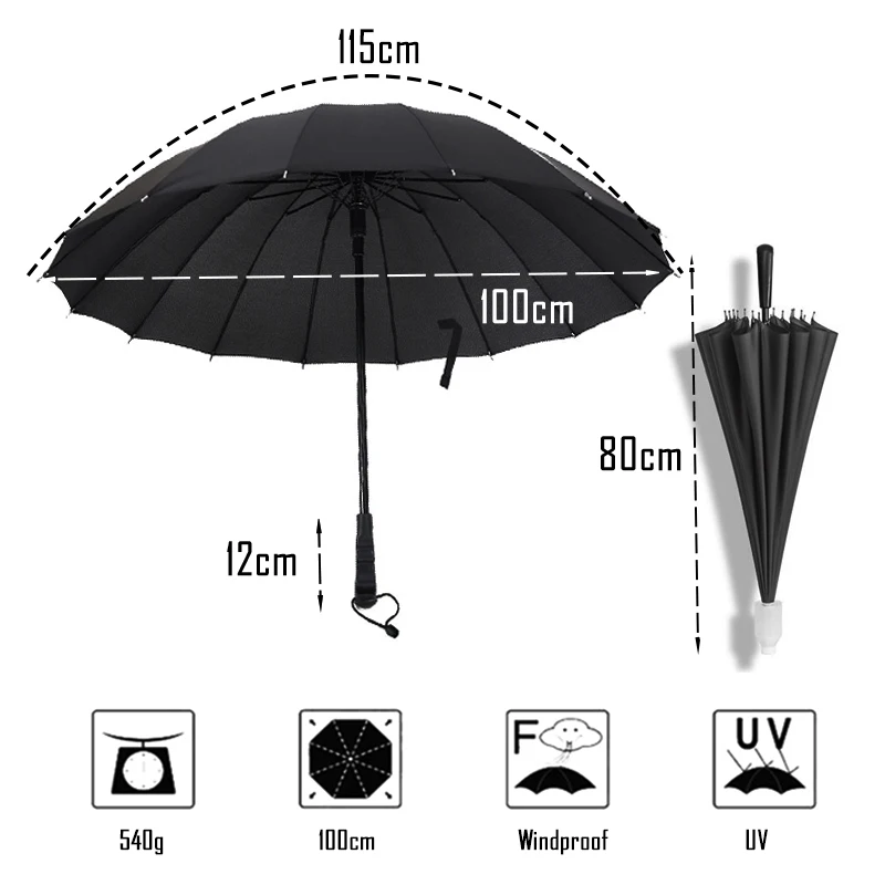 Как дождь большой сильный Ветрозащитный Зонт полуавтоматический 16K Радужный Гольф длинная ручка Paraguas водонепроницаемый Зонт чехол UBY51