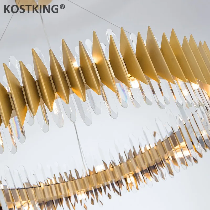 KOSTKING новый дизайн хрустальная лампа люстра современное кольцо золото