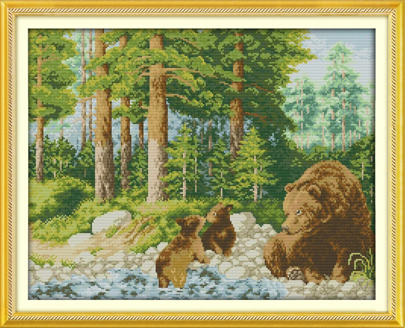 

The happiness of the forest Counted Cross Stitch 11CT Printed 14CT Set DIY Chinese Cotton Cross-stitch Kit Embroidery Needlework