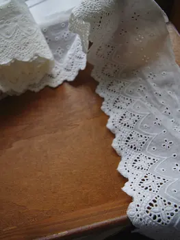 

off white Embroidered Lace Trim, cotton lace trim10yards