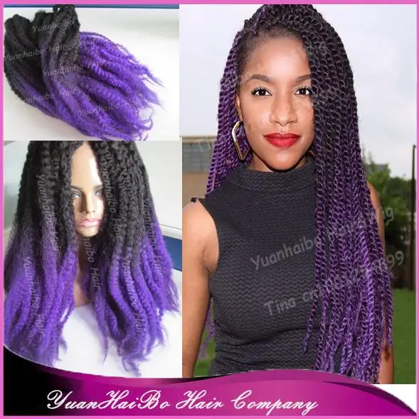 Stock 20 Fold Black Purple Two Tone Kinky Twists 100 Kanekalon
