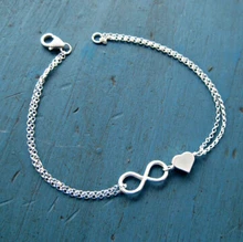 trendy design women infinity charm bracelet High quality girl sliver heart beads chain bracelets fine Accessories n90