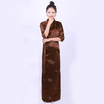 

Tibetan Gown three-dimensional carved long Robe women Nepal Myanmar Holiday Women Original Ethnic Tibet summer Costume dress