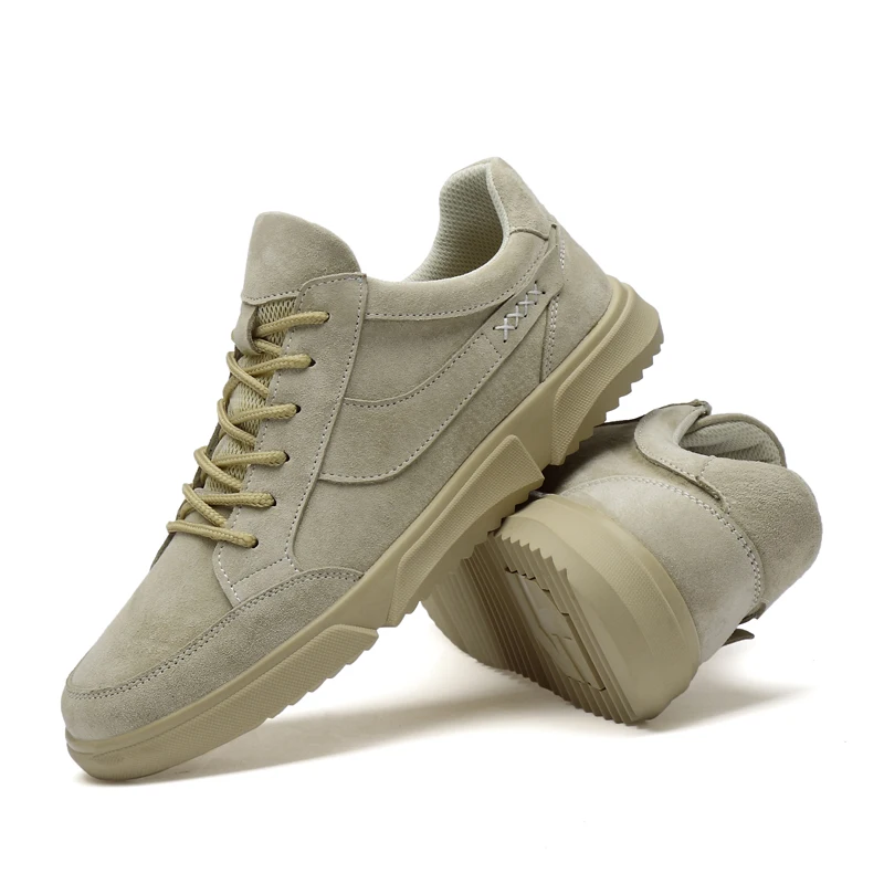 

Shoes Men Sneakers Quality Genuine Leather Vamp Casual Trainers Breathable Lace-up Mesh Rubber Skateboard Shoes Tenis Hombre