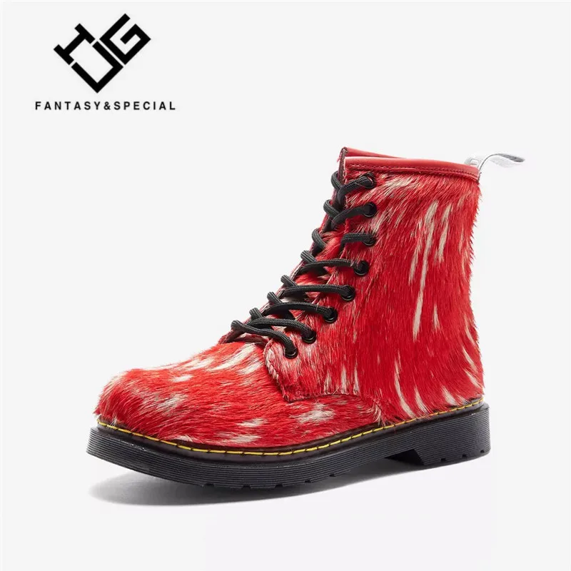 Punk Tobillo Botas De Señoras Martins Mujer Real Crin Caliente Multiple Las Caballo Cuero Invierno Igu Mujeres wEczYXOq
