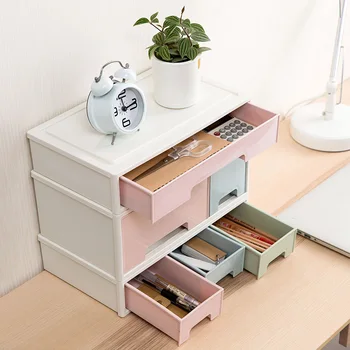 

Stackable Multi-layer Combination Storage Cabinet Office Plastic Compartment Finishing Box Desktop Cosmetic Storage Box