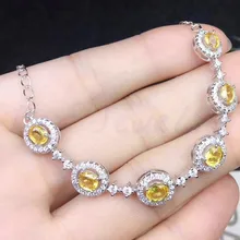 Желтый сапфир браслет цепочка натуральный настоящий желтый сапфир серебро 925 пробы 0.55ct* 6 шт драгоценный камень# SB18101609