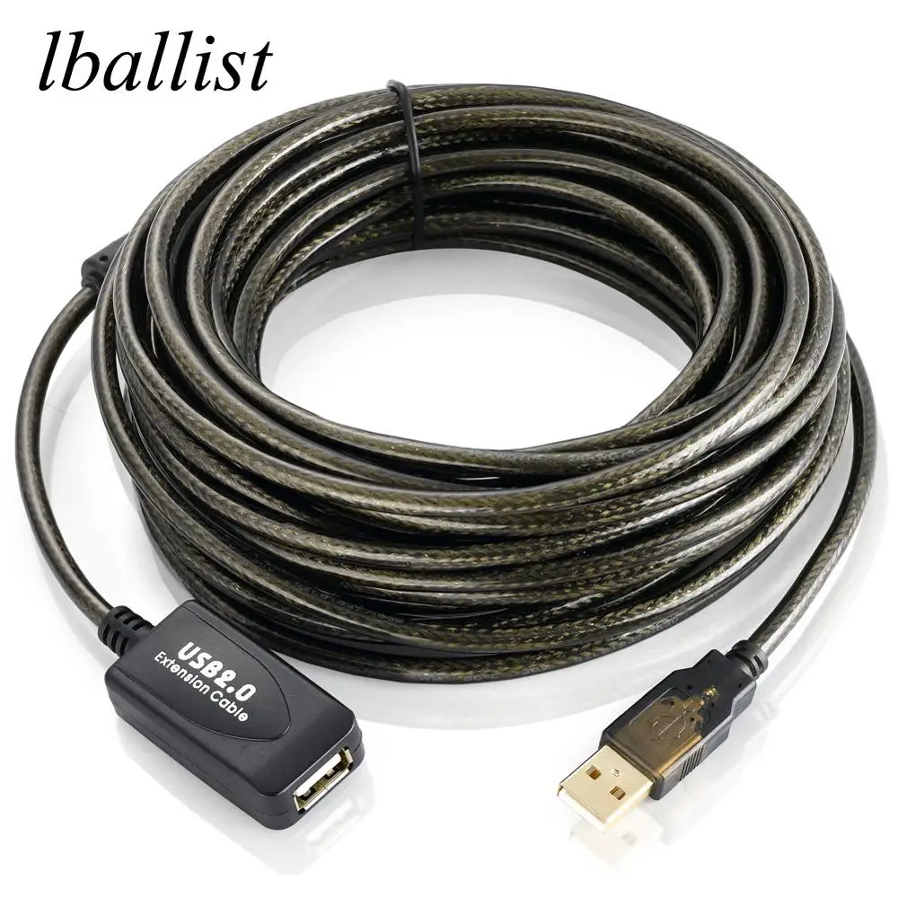 Lballist активный усилитель USB 2,0 кабель-удлинитель встроенный IC USB 2,0 Тип A папа-мама двойное экранирование(фольга+ Плетеный) 5 м 10 м