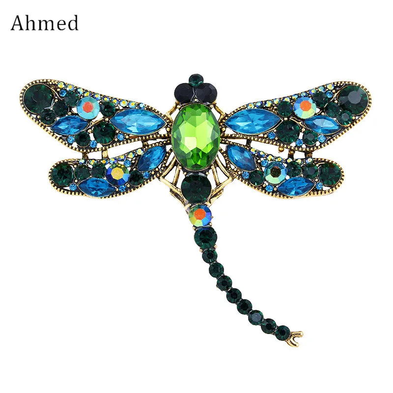 Женская Брошь в ретро стиле с кристаллами 7 цветов|dragonfly brooch|brooches for womenbrooch fashion |