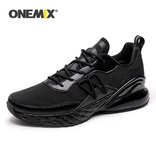 ONEMIX мужские кроссовки с воздушной подушкой из дышащего текстиля, черные летние кроссовки, Легкие уличные спортивные кроссовки