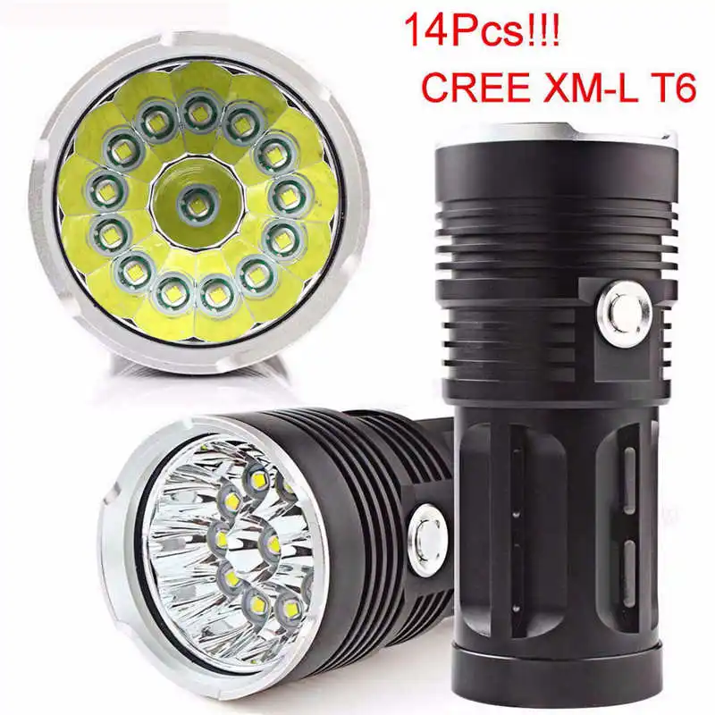 

Super bright 14x XM-L T6 LED Flashlight Torch 4x 18650 Hunting Light Lamp powerful led flashlight lanterna led t6 #3o5