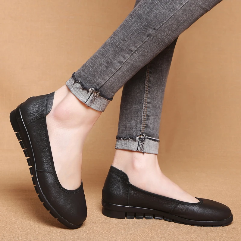 OUKAHUI-Classic-Black-Ballet-Flats-Shoes-Women-2018-Genuine-Leather-Small-Wedges-Low-Heel-Shallow-Comfortable (1)