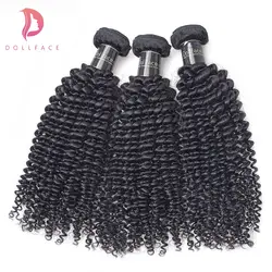 Dollface 3 человеческих волос Weave Связки монгольский афро кудрявый вьющиеся необработанные природные Цвет натуральная волос Бесплатная
